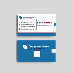 Creative Simple Business Card Design with blue, red and white color. Double sided creative business card vector design template. Business card for business and personal use.