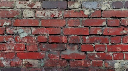 Classic Vintage Red Brick Wall Texture with Uneven Masonry. Perfect for Urban or Rustic Design Projects