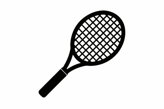 Tennis racket vector icon, Tennis racket silhouette vector, Tennis icon