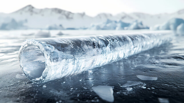Arctic time capsule - detailed close-up of ancient ice core samples unveiling centuries of climate history. Frozen Time Capsule. Illustration