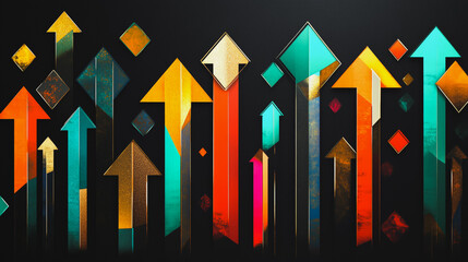 Abstract black background with Colorful charts and graphs with statistics to innovative analyze business potential and forecast future development of companies growth.