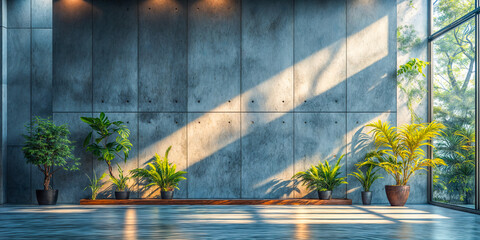 Mur vide en béton avec de la lumière extérieure