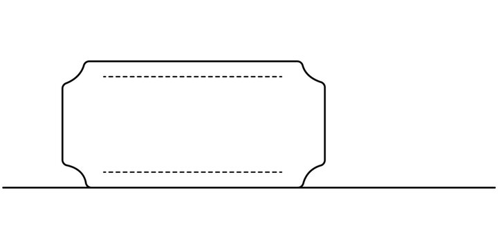 recommend clip art: Continuous one line drawing cinema ticket. Vintage cinema ticket isolated on a white background. Vector illustration, Cinema tickets seamless texture for your background with trendy line art style.