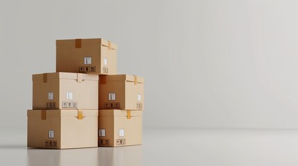 Stacked Cardboard Boxes Shipping Delivery Logistics Packaging Warehouse