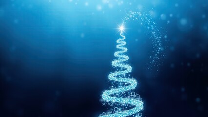 Illuminating Blue Christmas Tree Digital Art Perfect for Holiday Greetings, Wallpapers, and Celebrations