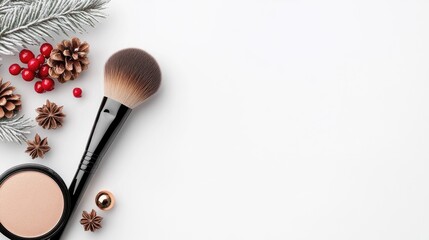 Charming beauty brush adorned with gold glitter in a festive Christmas tree design perfect for holiday glamour