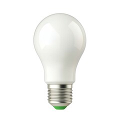 A modern LED light bulb with a smooth, white exterior and a green base, designed for energy-efficient illumination.