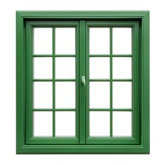 Obraz premium A green window with a grid design, featuring multiple panes, providing a fresh and vibrant look to any space.