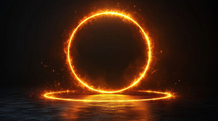 Fototapeta premium Bright swirl of neon orange lines forming a dynamic spiral effect glowing against a dark background evoking energy movement and futuristic themes symbolizing creativity technology and digital communic