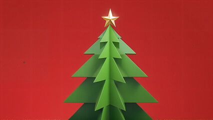 christmas tree on red background