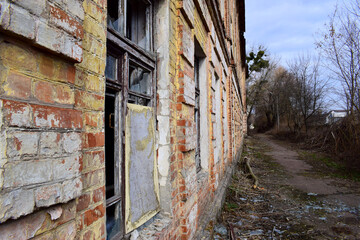 old abandoned premises, ruin. empty territories, abandoned houses. concept of war, Chernobyl...
