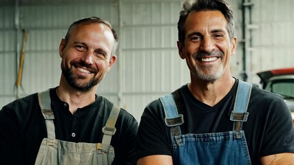 Male car repair team in their workshop. Watch our car repair team in action, where teamwork and expertise come together for exceptional service!