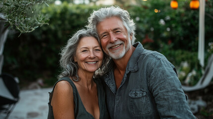 Fototapeta premium Heartwarming Portrait of a Senior Couple Standing Closely