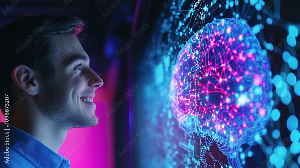 Aufkleber engineer analyzing data in a modern technology center with joy