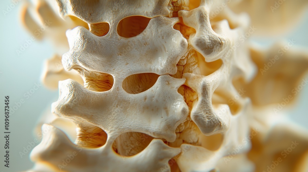 Poster detailed close-up of a spine model showing muscular structure and texture