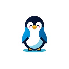 Obraz premium Simple, minimalist, and colorful penguin illustration on a white background. Suitable for logo or icon use.
