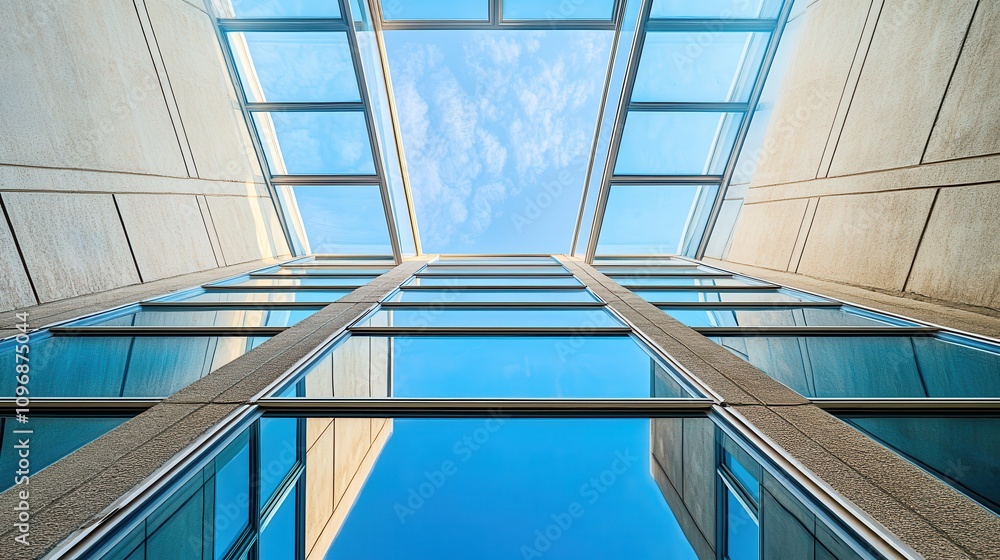 Poster abstract view of modern building pattern with clear sky background