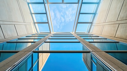 Abstract View of Modern Building Pattern with Clear Sky Background