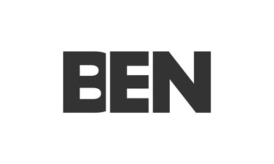 BEN logo design template with strong and modern bold text. Initial based vector logotype featuring simple and minimal typography. Trendy company identity.