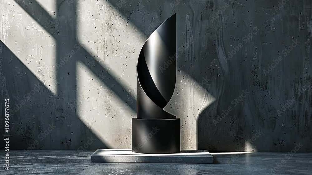 Leinwandbilder a striking abstract sculpture stands on a pedestal in a modern gallery. natural light filters throug