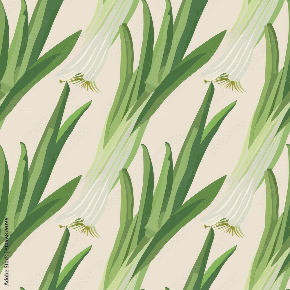 Aufkleber minimal seamless leek pattern for fabric design and textile printing