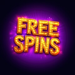 Obraz premium Golden Free Spins Text with Bright Sparkling Effects