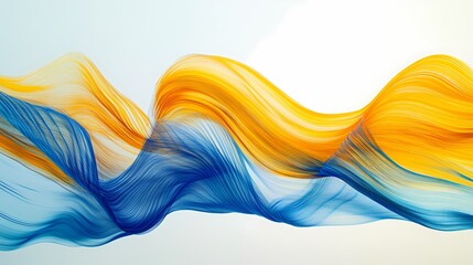 Digital technology blue and yellow gradient lines flow abstract illustration poster background