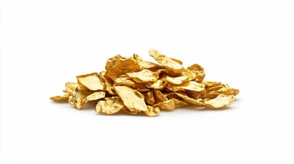 Pile of Golden Cornflakes Isolated on White Background