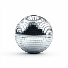 Fototapeta premium Shiny Silver Disco Ball Isolated on White Background