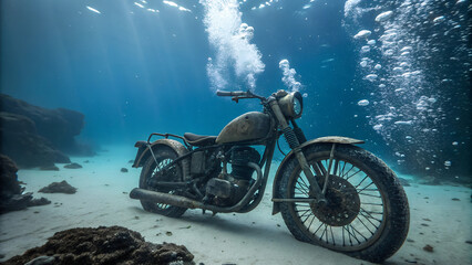 Motorcycle Underwater. 