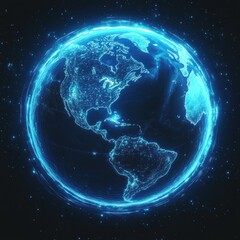 Obraz premium Illuminated Global Network Displaying Americas Continents