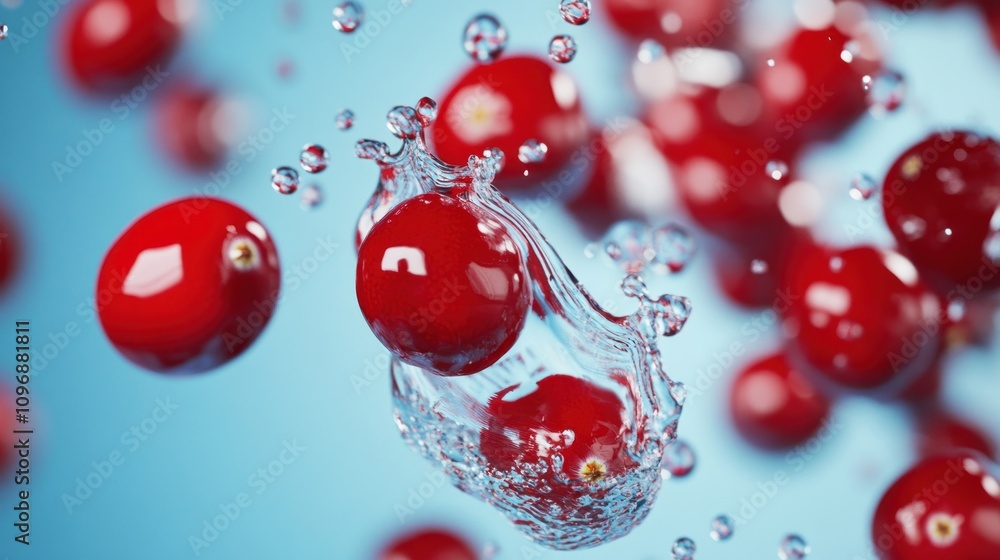 Poster cranberries splashing in water: a vibrant and refreshing image