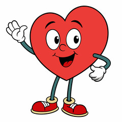 Heart Cartoon Clip Art Vector, Valentine's day red vector heart, Cute heart with hands,  Cartoon heart collection. Happy Valentine's day