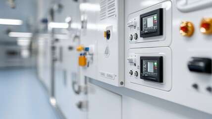 Fire alarm system concept. Installation of a fire alarm control unit in a yacht, captured in high resolution. Ideal for marine safety and fire prevention topics.