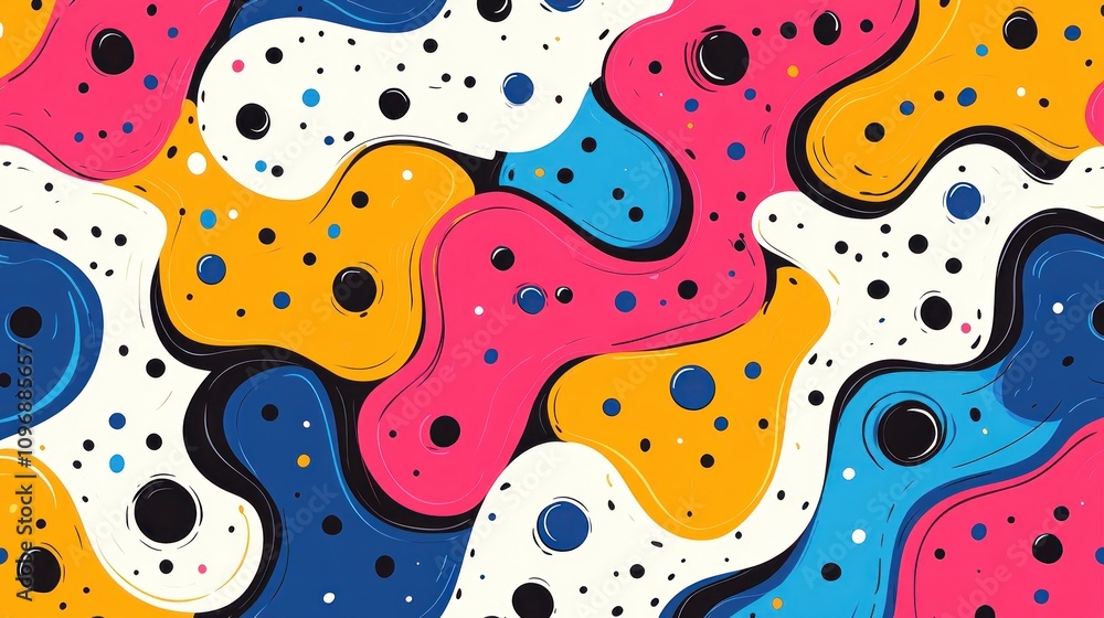 Poster abstract colorful shapes: a vibrant swirl of dots and curves