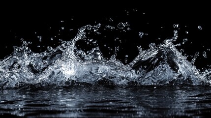 Dynamic Water Splash Against Black Background: A Stunning Display of Liquid Motion