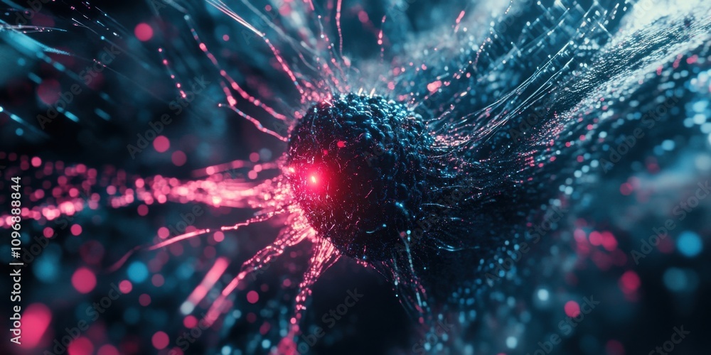 Poster abstract representation of a neuron in a digital environment