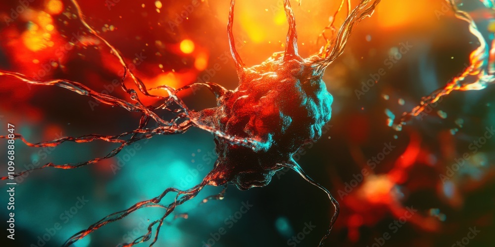 Aufkleber abstract representation of a neuron in a digital environment