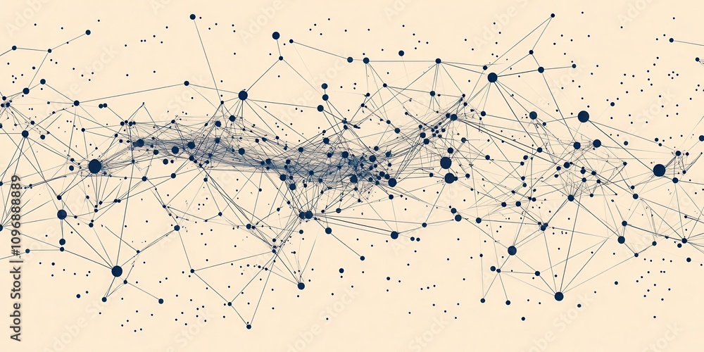 Aufkleber A visually abstract representation of interconnected nodes and lines, symbolizing networks or data flow in a digital landscape.