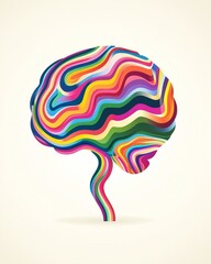 Vibrant brain icon with colorful stripes for creative design and inspiration