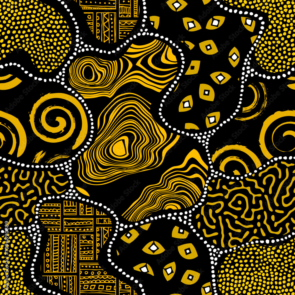 Aufkleber background of the tribal ethnic culture pattern. seamless vector pattern in patchwork style based on
