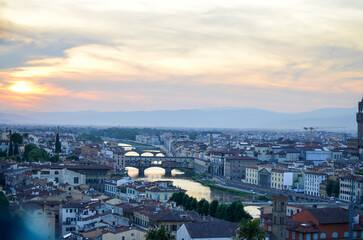 Magnificent panoramic view of Florence Italy with city river, Tuscany, Italy