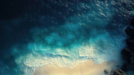 Fototapeta premium Ocean Meets Sky: Crystal Cove Aerial View