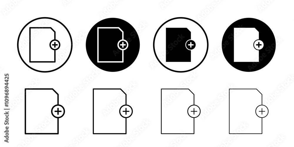 Poster add document icon thin line illustration set