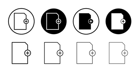Add document icon Thin line illustration set