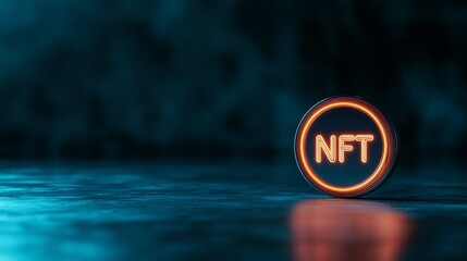 Minimalist concept of a glowing nft in a digital environment