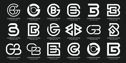 Initial letter GB or BG logo design set collection of graphic vector
