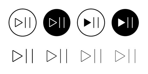 Play pause icon Thin line illustration set