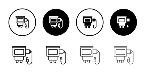 Plug icon Flat set in black and white color