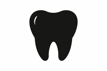 Tooth vector icon, tooth silhouette vector, Black tooth shape symbol
